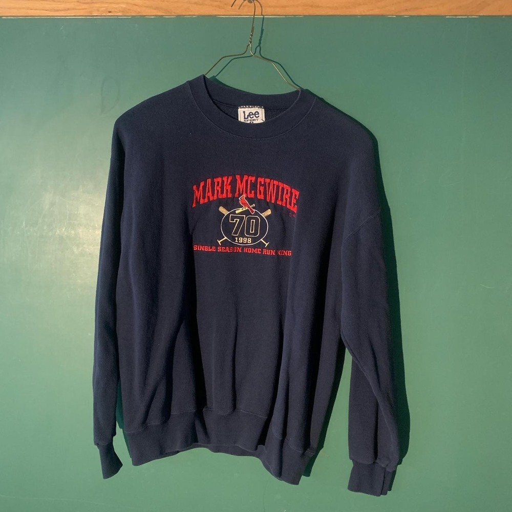 Vintage Lee Sport Mark McGwire 1998 Home Run King Sweatshirt Navy Large